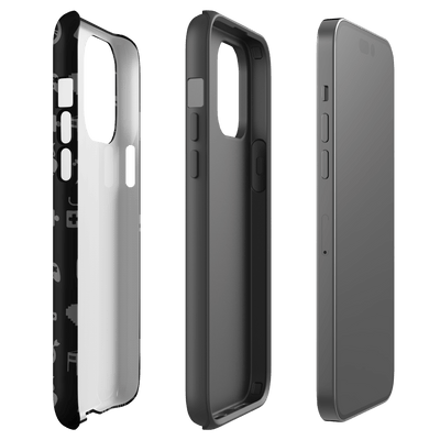 Tough Mobile Case for iPhone® | Gamepad Icon Symbol Patterns Black'n White