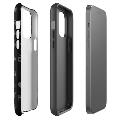 Tough Mobile Case for iPhone® | Gamepad Icon Symbol Patterns Black'n White