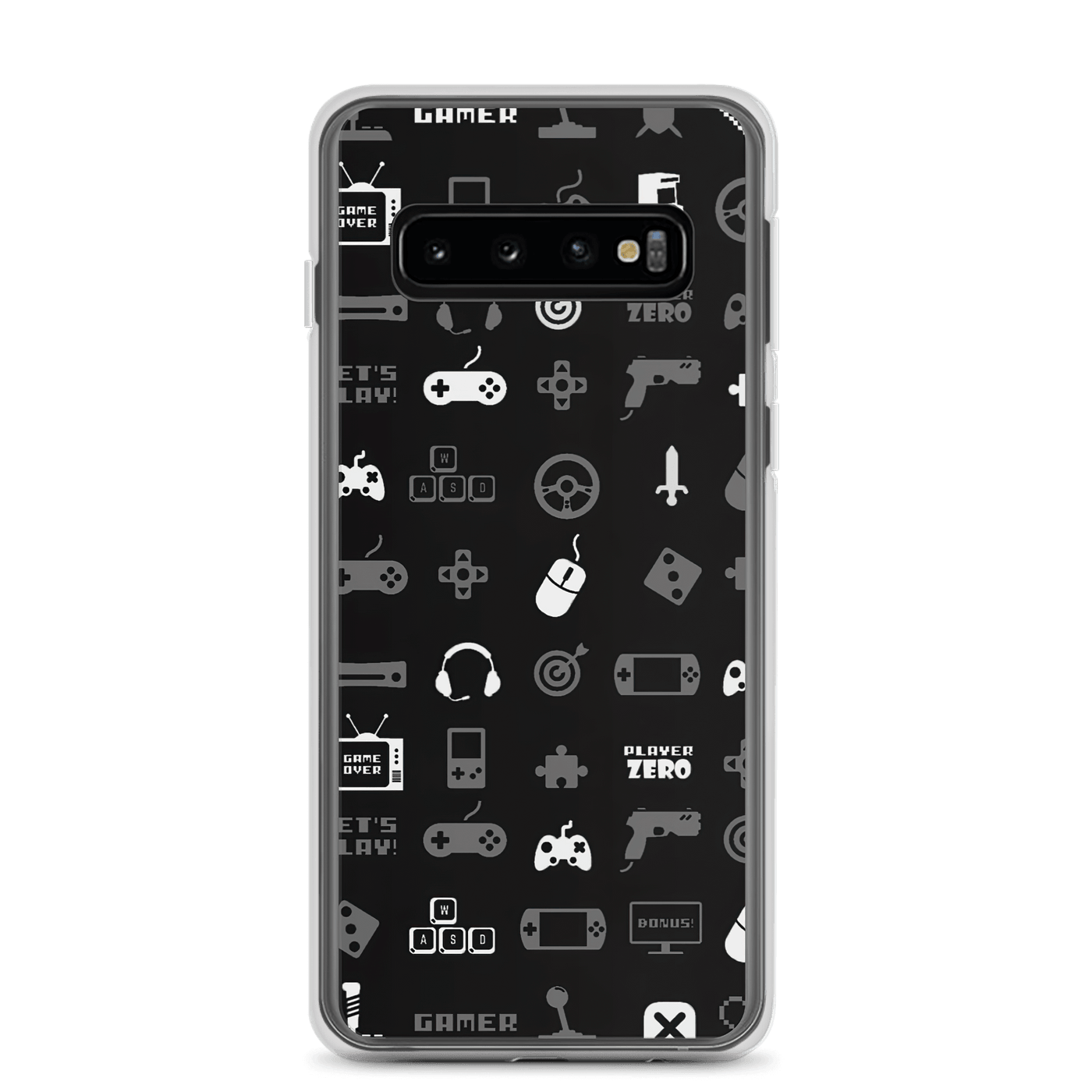 Clear Mobile Case for Samsung® | Black'n White Gaming Icon Symbol Patterns