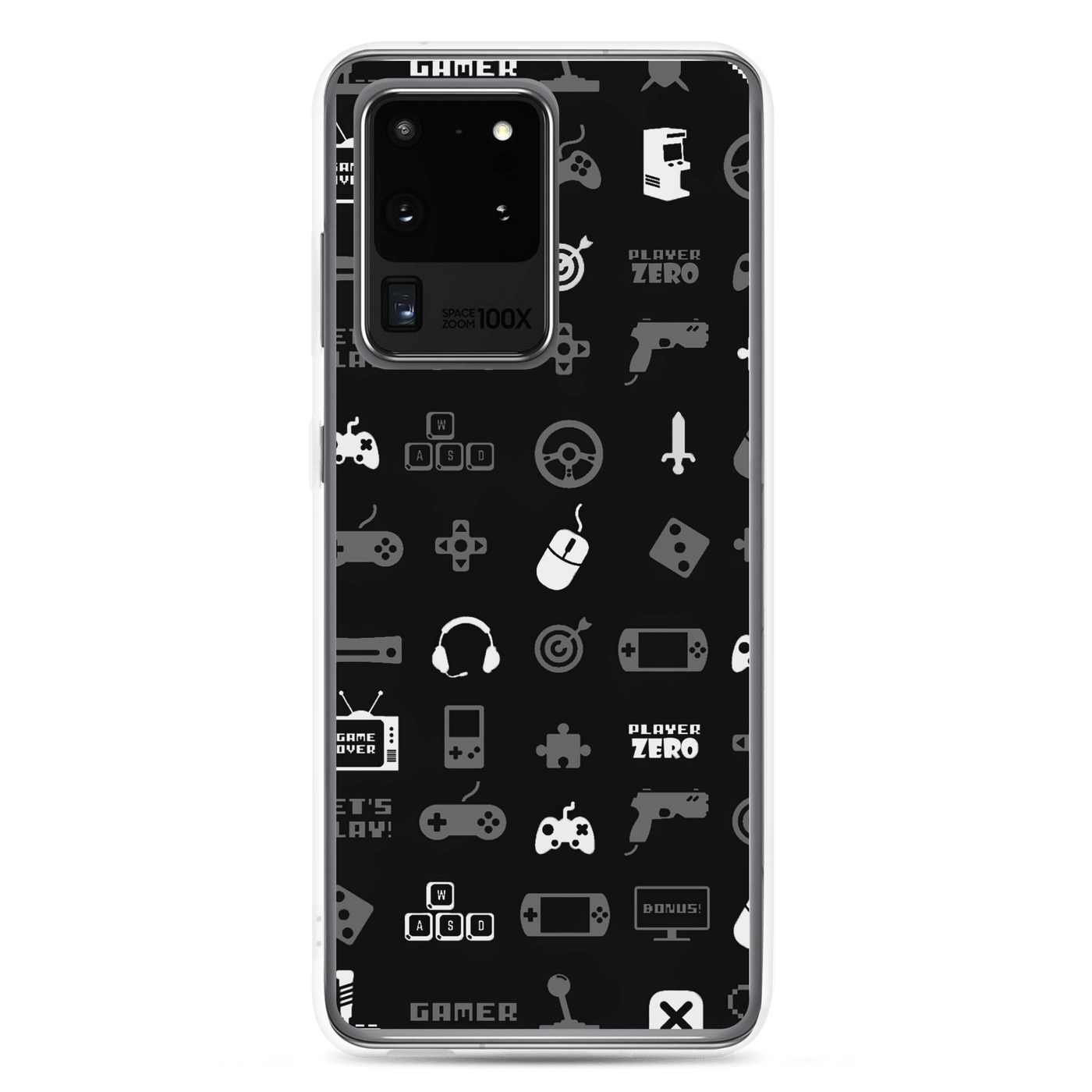 Clear Mobile Case for Samsung® | Black'n White Gaming Icon Symbol Patterns