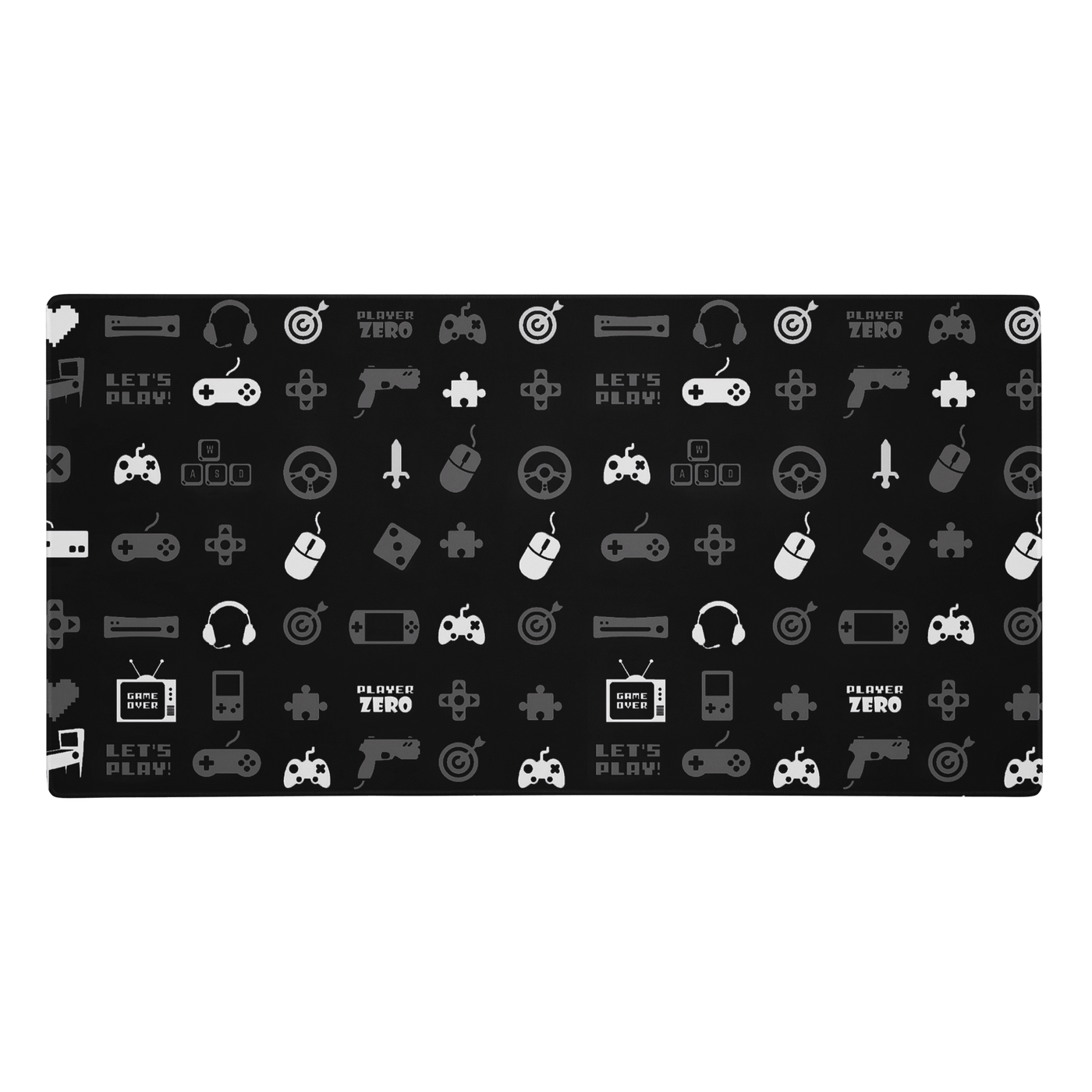 Premium Gaming Mouse Pad | Black'n White Gaming Icon Symbol Patterns