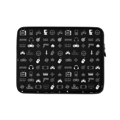 Stylish Laptop Sleeve | Black'n White Gaming Icon Symbol Patterns