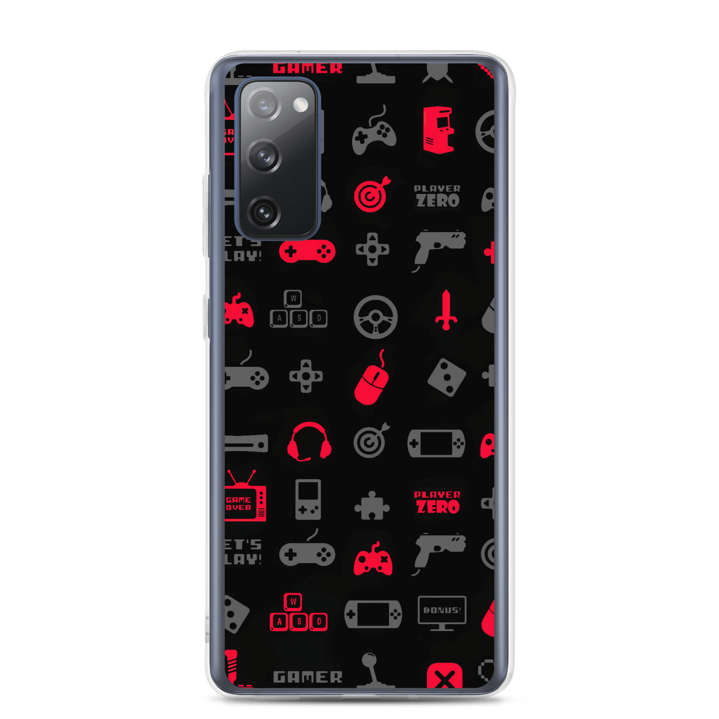 Clear Mobile Case for Samsung® | Red Gaming Icon Symbol Patterns