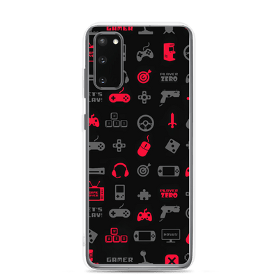 Clear Mobile Case for Samsung® | Red Gaming Icon Symbol Patterns