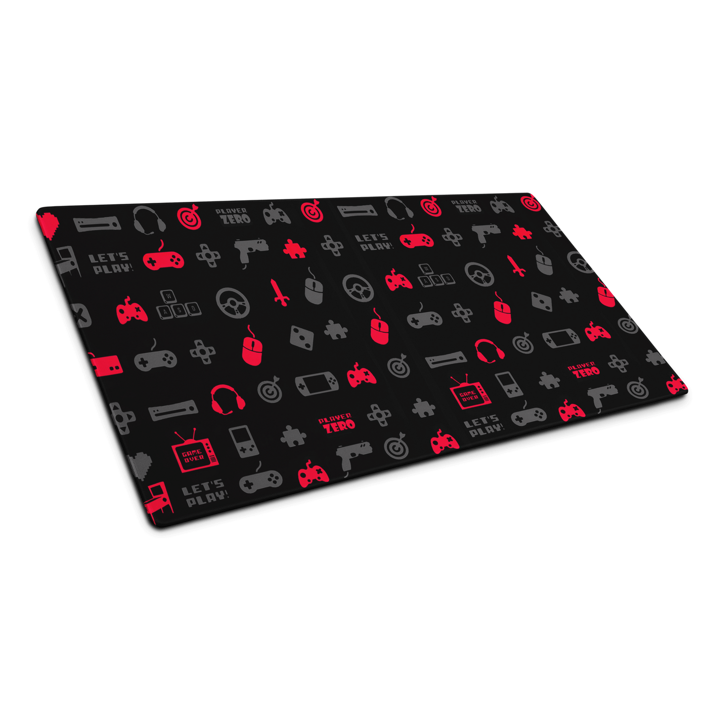 Premium Gaming Mouse Pad | Red Gaming Icon Symbol Patterns