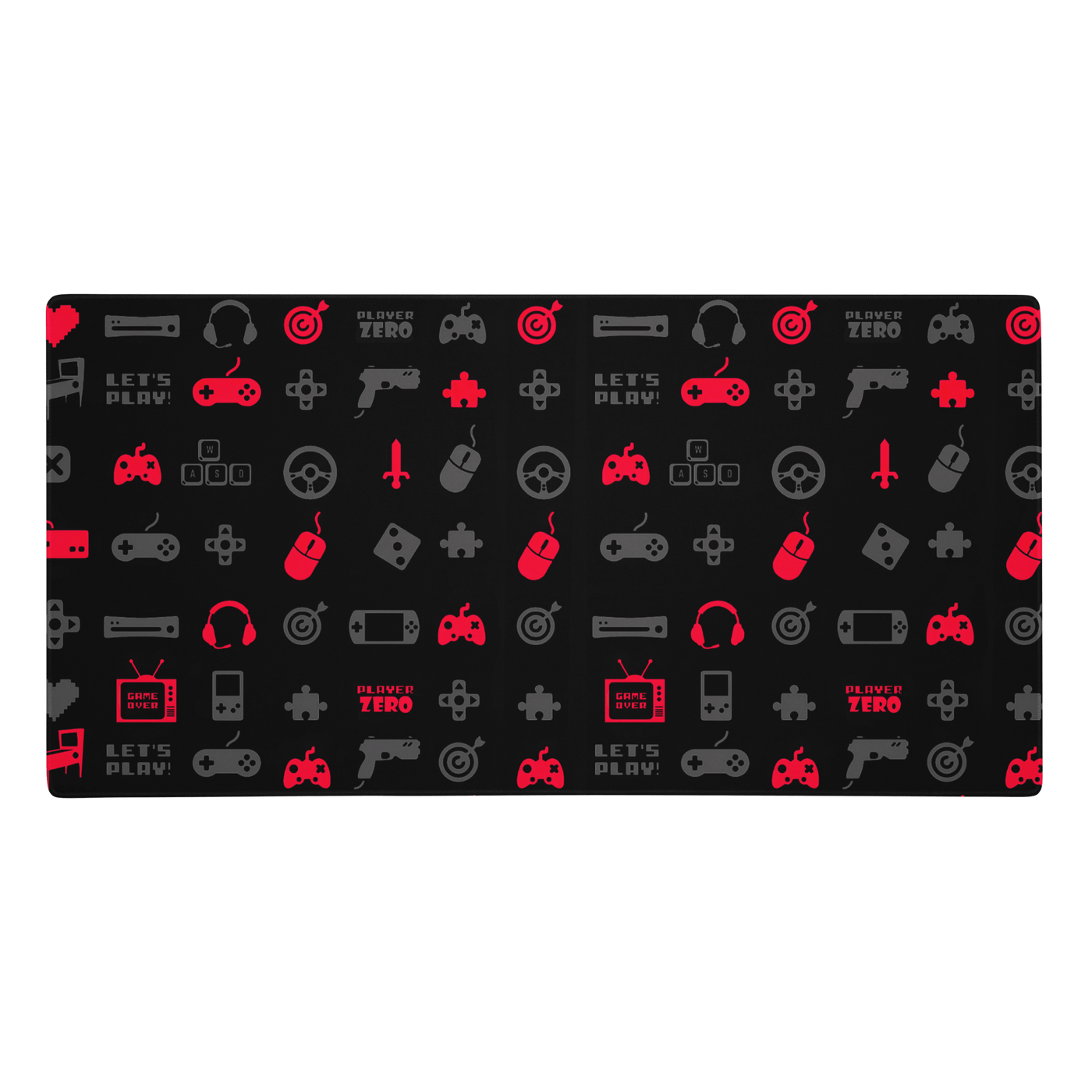 Premium Gaming Mouse Pad | Red Gaming Icon Symbol Patterns