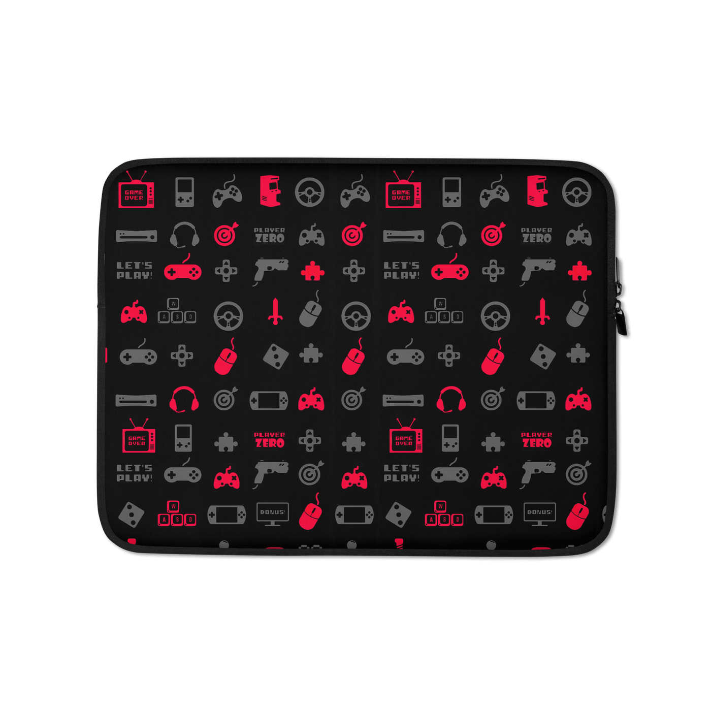 Stylish Laptop Sleeve | Red Gaming Icon Symbol Patterns