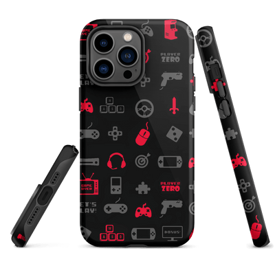 Tough Mobile Case for iPhone® | Red Gaming Icon Symbol Patterns