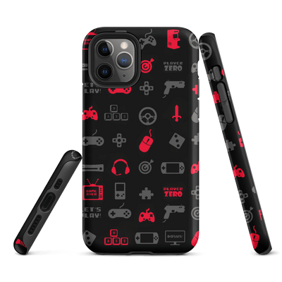 Tough Mobile Case for iPhone® | Red Gaming Icon Symbol Patterns