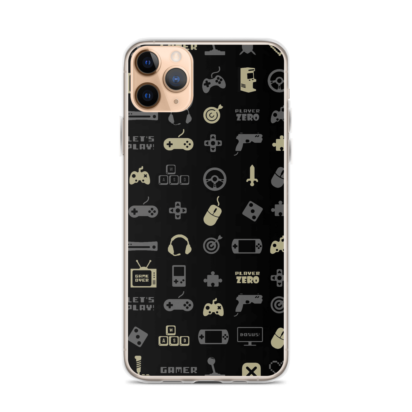 Clear Mobile Case for iPhone® | Luxurious Yellow Gaming Icon Symbol Patterns