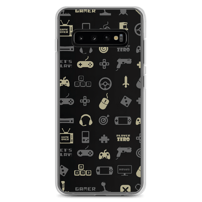 Clear Mobile Case for Samsung® | Luxurious Yellow Gaming Icon Symbol Patterns