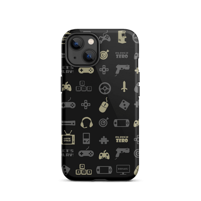 Tough Mobile Case for iPhone® | Luxurious Yellow Gaming Icon Symbol Patterns
