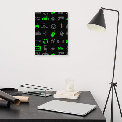 Thick Canvas | Luminous Green Gaming Icon Symbol Patterns