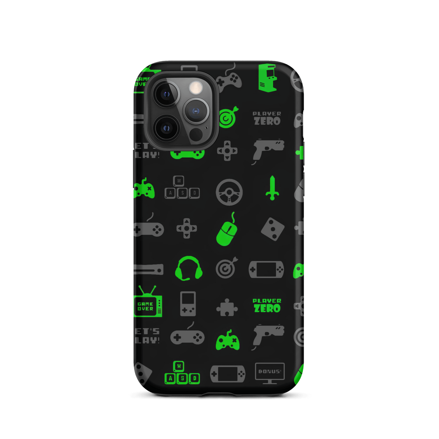 Tough Mobile Case for iPhone® | Luminous Green Gaming Icon Symbol Patterns