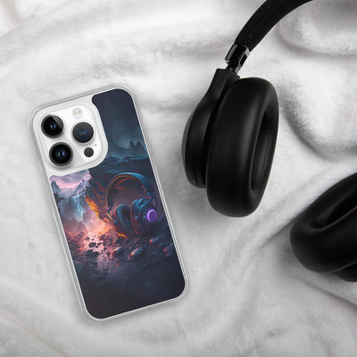 Clear Mobile Case for iPhone® | Gaming Headset on a Rock Gloomy Night